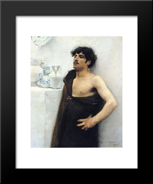 Young Man In Reverie 20x24 Black Modern Wood Framed Art Print Poster by Sargent, John Singer