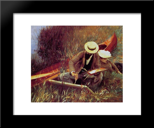 Paul Helleu Sketching With His Wife 20x24 Black Modern Wood Framed Art Print Poster by Sargent, John Singer