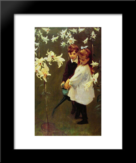 Garden - Study Of The Vickers Children 20x24 Black Modern Wood Framed Art Print Poster by Sargent, John Singer