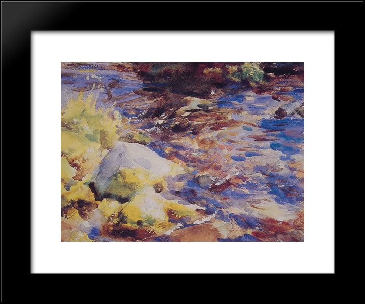 Reflections Rocks And Water 20x24 Black Modern Wood Framed Art Print Poster by Sargent, John Singer