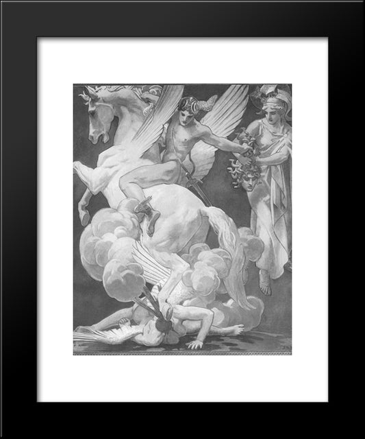 Perseus On Pegasus Slaying Medusa 20x24 Black Modern Wood Framed Art Print Poster by Sargent, John Singer