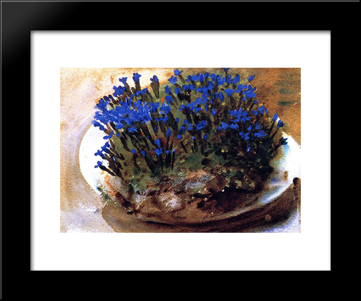 Blue Gentians 20x24 Black Modern Wood Framed Art Print Poster by Sargent, John Singer