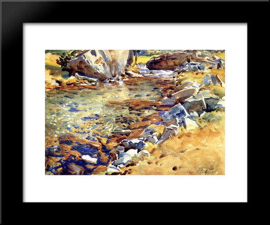 Brook Among Rocks 20x24 Black Modern Wood Framed Art Print Poster by Sargent, John Singer