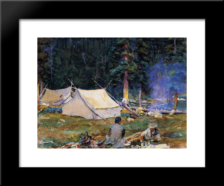 Camping At Lake O'Hara 20x24 Black Modern Wood Framed Art Print Poster by Sargent, John Singer