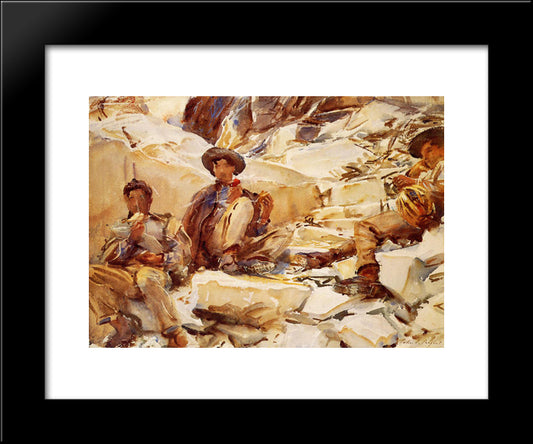 Carrara: Workmen 20x24 Black Modern Wood Framed Art Print Poster by Sargent, John Singer