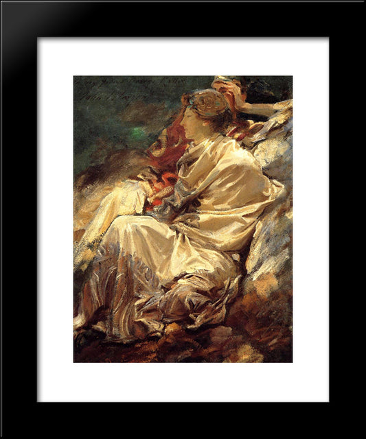 Cashmere Shawl 20x24 Black Modern Wood Framed Art Print Poster by Sargent, John Singer