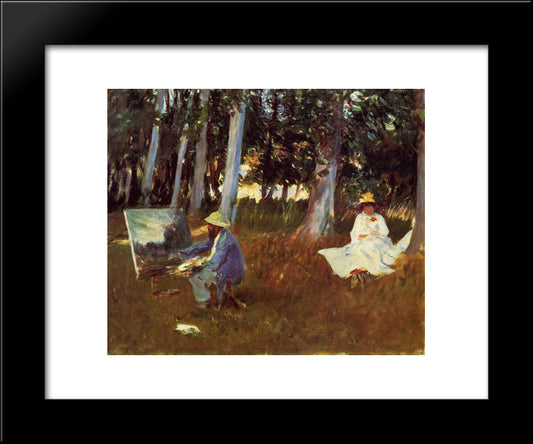 Claude Monet Painting By The Edge Of A Wood 20x24 Black Modern Wood Framed Art Print Poster by Sargent, John Singer