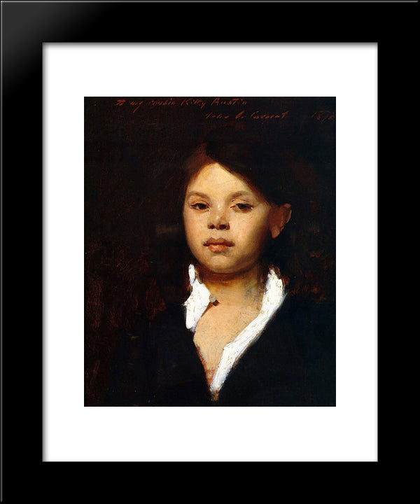 Head Of An Italian Girl 20x24 Black Modern Wood Framed Art Print Poster by Sargent, John Singer