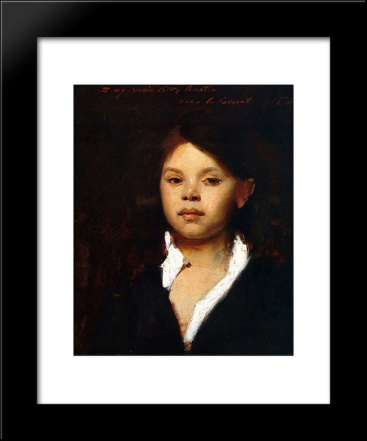 Head Of An Italian Girl 20x24 Black Modern Wood Framed Art Print Poster by Sargent, John Singer