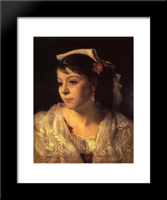 Head Of An Italian Woman 20x24 Black Modern Wood Framed Art Print Poster by Sargent, John Singer
