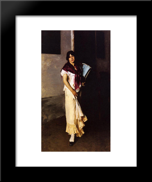 Italian Girl With Fan 20x24 Black Modern Wood Framed Art Print Poster by Sargent, John Singer