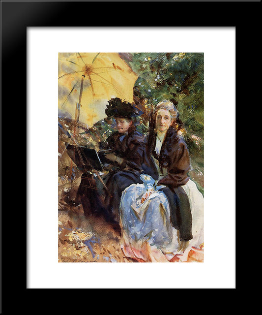 Miss Wedewood And Miss Sargent Sketching 20x24 Black Modern Wood Framed Art Print Poster by Sargent, John Singer