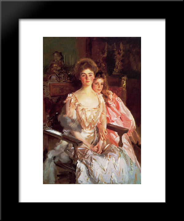 Mrs. Fiske Warren And Her Daughter Rachel 20x24 Black Modern Wood Framed Art Print Poster by Sargent, John Singer