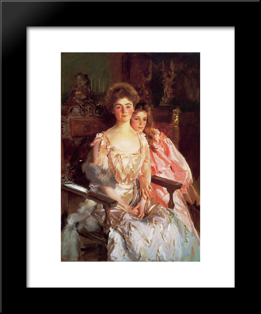 Mrs. Fiske Warren And Her Daughter Rachel 20x24 Black Modern Wood Framed Art Print Poster by Sargent, John Singer