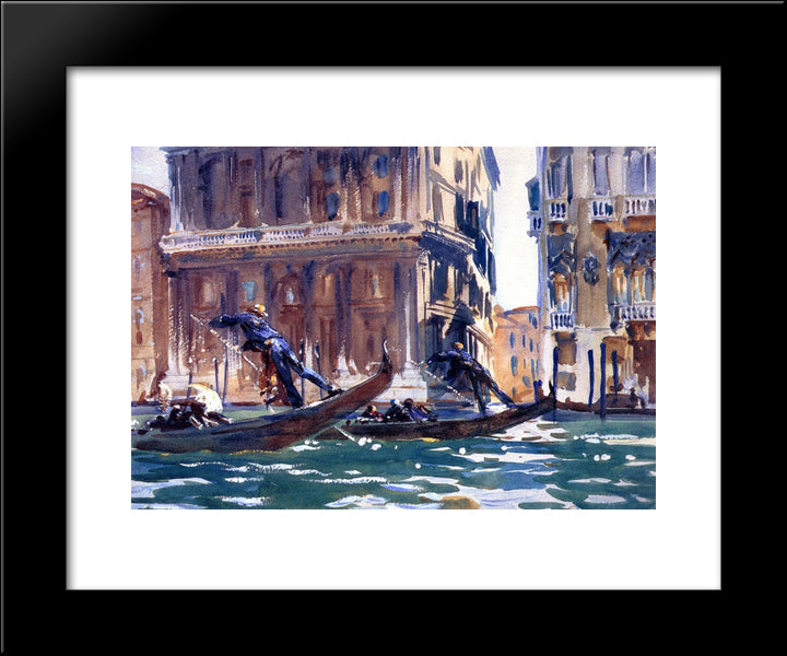On The Canal] 20x24 Black Modern Wood Framed Art Print Poster by Sargent, John Singer