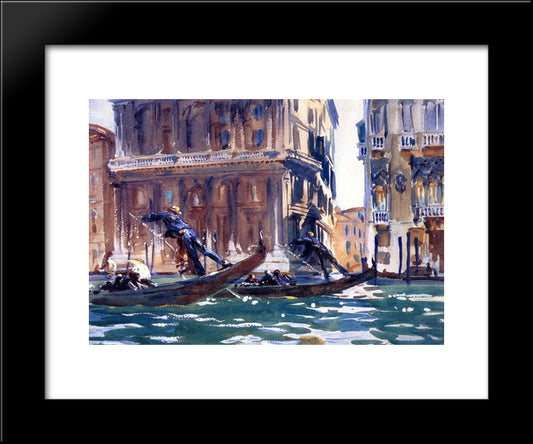 On The Canal] 20x24 Black Modern Wood Framed Art Print Poster by Sargent, John Singer