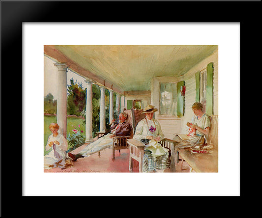 On The Verandah (Ironbound Island, Maine) 20x24 Black Modern Wood Framed Art Print Poster by Sargent, John Singer
