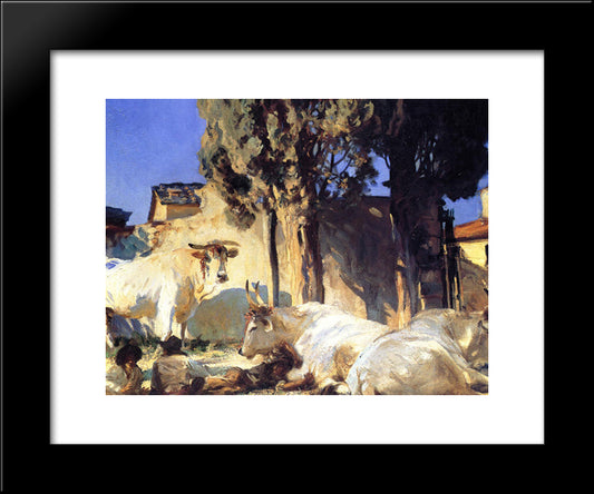 Oxen Resting 20x24 Black Modern Wood Framed Art Print Poster by Sargent, John Singer