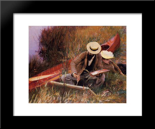 Paul Helleu Sketching With His Wife 20x24 Black Modern Wood Framed Art Print Poster by Sargent, John Singer