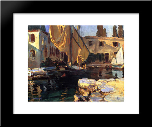 San Vigilio: A Boat With Golden Sail 20x24 Black Modern Wood Framed Art Print Poster by Sargent, John Singer
