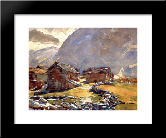 Simplon Pass: Chalets 20x24 Black Modern Wood Framed Art Print Poster by Sargent, John Singer