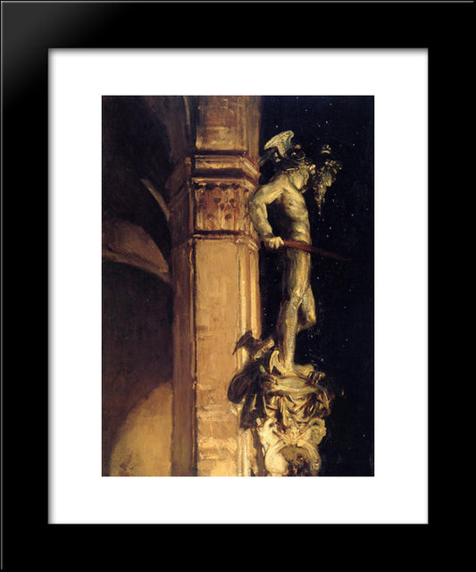 Statue Of Perseus By Night 20x24 Black Modern Wood Framed Art Print Poster by Sargent, John Singer