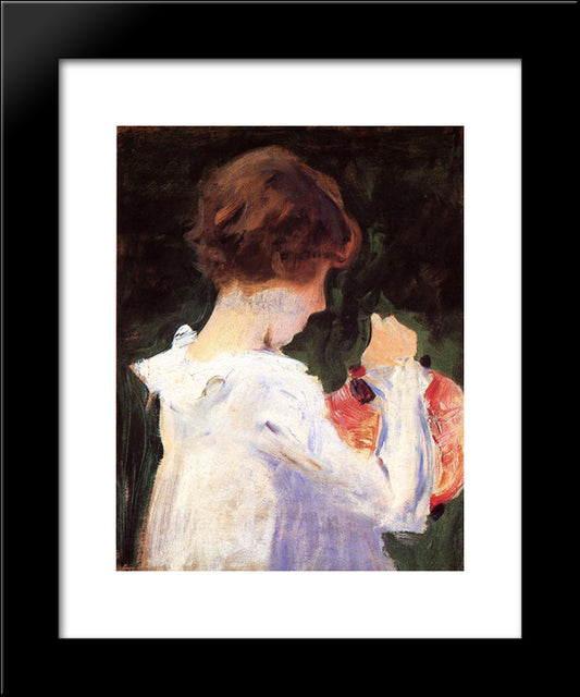 Study Of Polly Barnard For 'Carnation, Lily, Lily, Rose' 20x24 Black Modern Wood Framed Art Print Poster by Sargent, John Singer