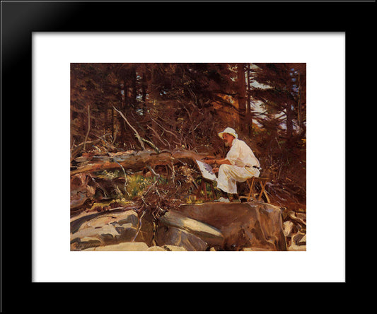 The Artist Sketching 20x24 Black Modern Wood Framed Art Print Poster by Sargent, John Singer