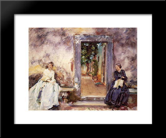 The Garden Wall 20x24 Black Modern Wood Framed Art Print Poster by Sargent, John Singer