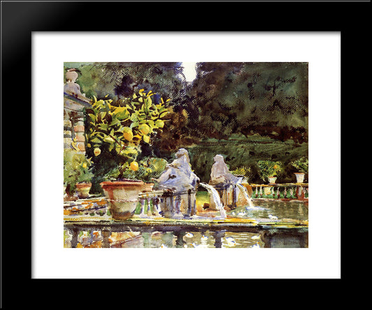 Villa De Marlia: A Fountain 20x24 Black Modern Wood Framed Art Print Poster by Sargent, John Singer