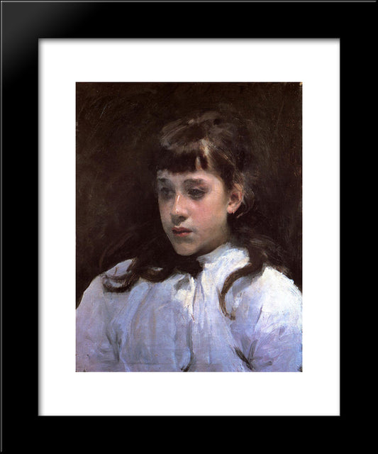 Young Girl Wearing A White Muslin Blouse 20x24 Black Modern Wood Framed Art Print Poster by Sargent, John Singer