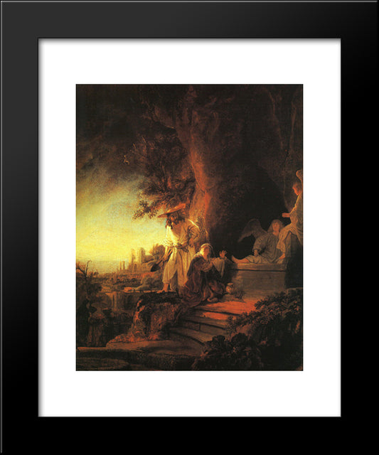 The Risen Christ Appearing To Mary Magdalen 20x24 Black Modern Wood Framed Art Print Poster by Rembrandt