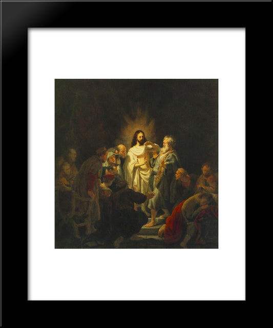 The Incredulity Of St. Thomas 20x24 Black Modern Wood Framed Art Print Poster by Rembrandt