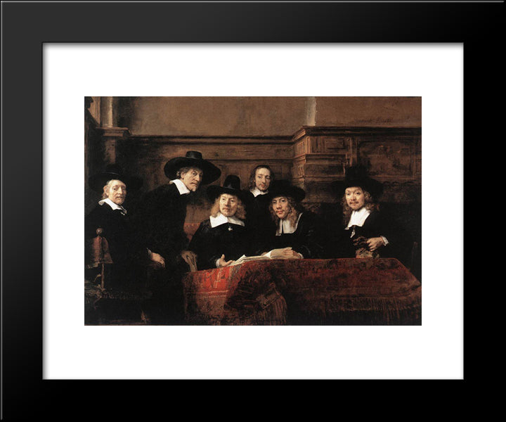 Sampling Officials Of The Drapers' Guild 20x24 Black Modern Wood Framed Art Print Poster by Rembrandt