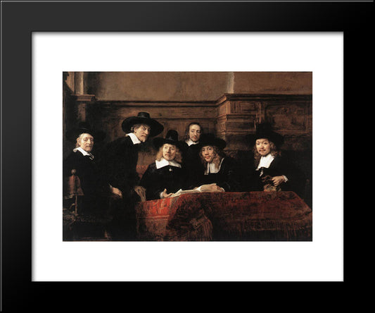 Sampling Officials Of The Drapers' Guild 20x24 Black Modern Wood Framed Art Print Poster by Rembrandt