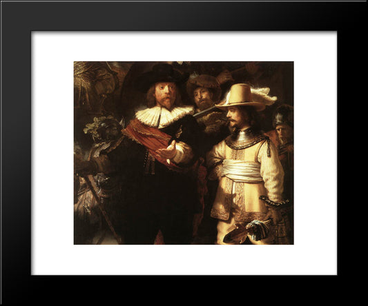 The Nightwatch [Detail: 1] 20x24 Black Modern Wood Framed Art Print Poster by Rembrandt