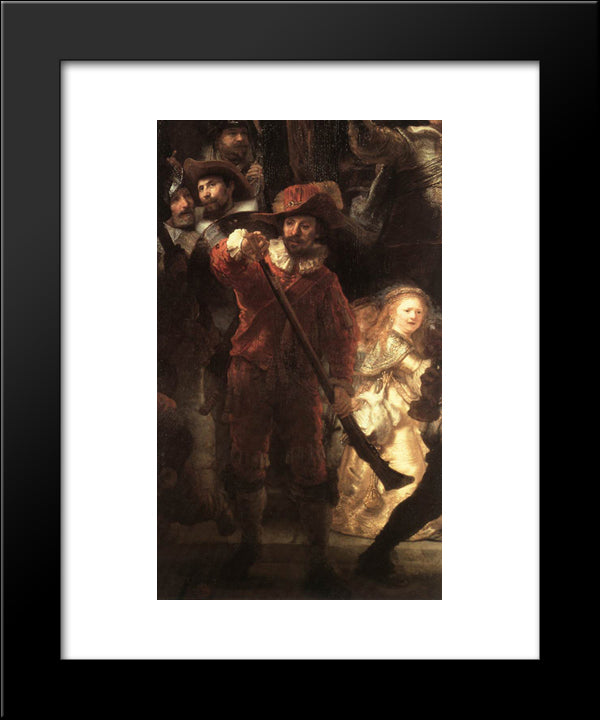 The Nightwatch [Detail: 2] 20x24 Black Modern Wood Framed Art Print Poster by Rembrandt