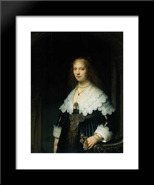 Portrait Of Maria Trip (1619-1683) 20x24 Black Modern Wood Framed Art Print Poster by Rembrandt