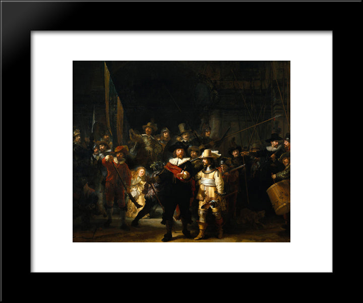 The Company Of Frans Banning Cocq And Willem Van Ruytenburch, Known As The 'Night Watch' 20x24 Black Modern Wood Framed Art Print Poster by Rembrandt