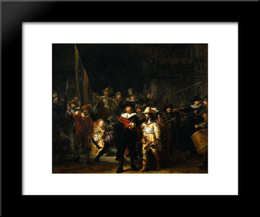 The Company Of Frans Banning Cocq And Willem Van Ruytenburch, Known As The 'Night Watch' 20x24 Black Modern Wood Framed Art Print Poster by Rembrandt