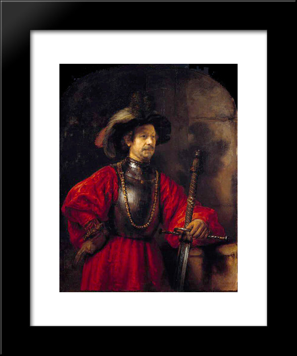 Portrait Of A Man In Military Dress 20x24 Black Modern Wood Framed Art Print Poster by Rembrandt