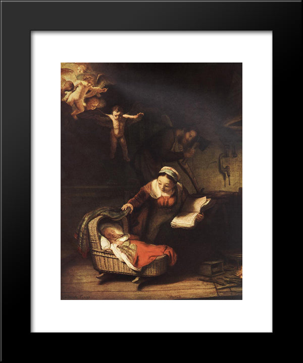 The Holy Family With Angels 20x24 Black Modern Wood Framed Art Print Poster by Rembrandt