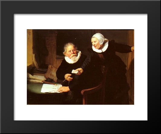 Jan Rijcksen And His Wife, Griet Jans ('The Shipbuilder And His Wife') 20x24 Black Modern Wood Framed Art Print Poster by Rembrandt