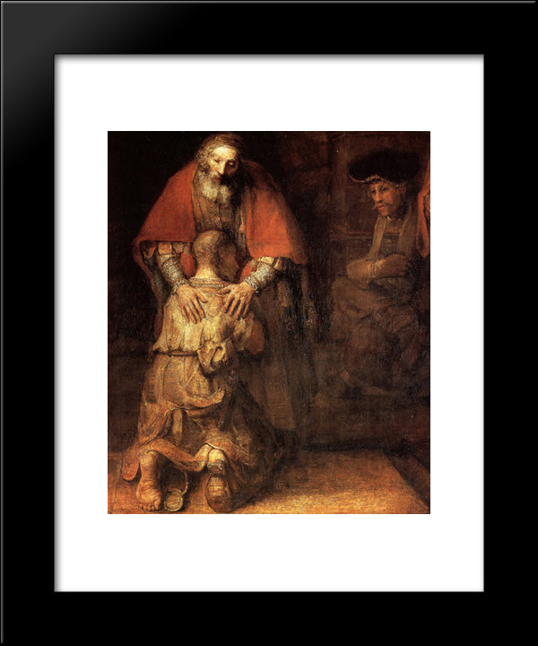 The Return Of The Prodigal Son [Detail] 20x24 Black Modern Wood Framed Art Print Poster by Rembrandt