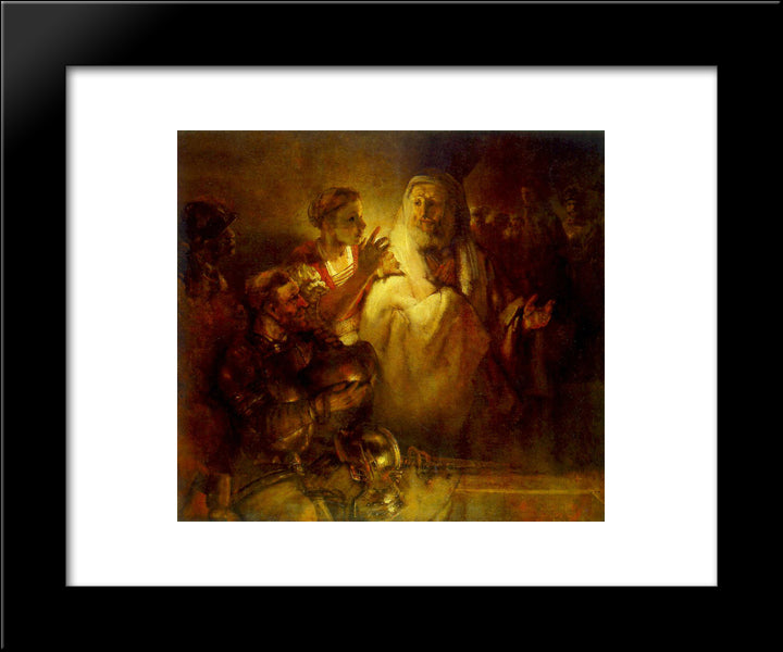 Peter Denouncing Christ 20x24 Black Modern Wood Framed Art Print Poster by Rembrandt