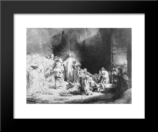 The Little Children Being Brought To Jesus 20x24 Black Modern Wood Framed Art Print Poster by Rembrandt