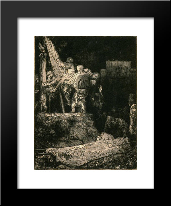 Descent From The Cross By Torch Light 20x24 Black Modern Wood Framed Art Print Poster by Rembrandt