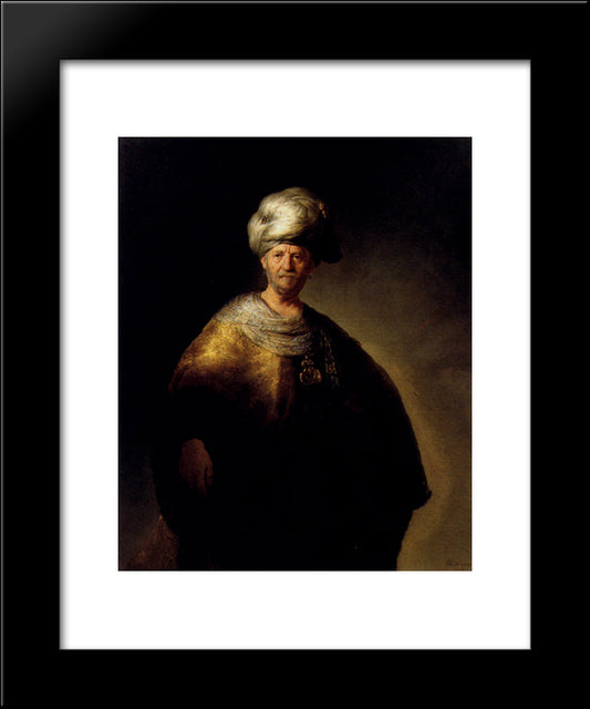 Man In Oriental Dress 20x24 Black Modern Wood Framed Art Print Poster by Rembrandt