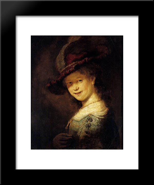 Saskia Laughing 20x24 Black Modern Wood Framed Art Print Poster by Rembrandt