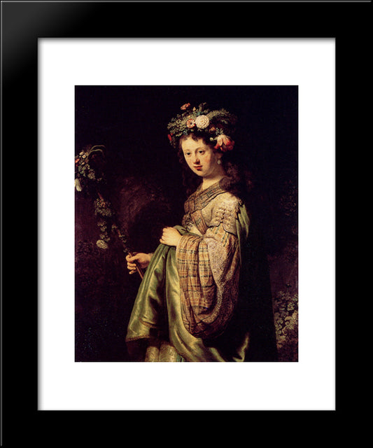 Saskia As Flora 20x24 Black Modern Wood Framed Art Print Poster by Rembrandt